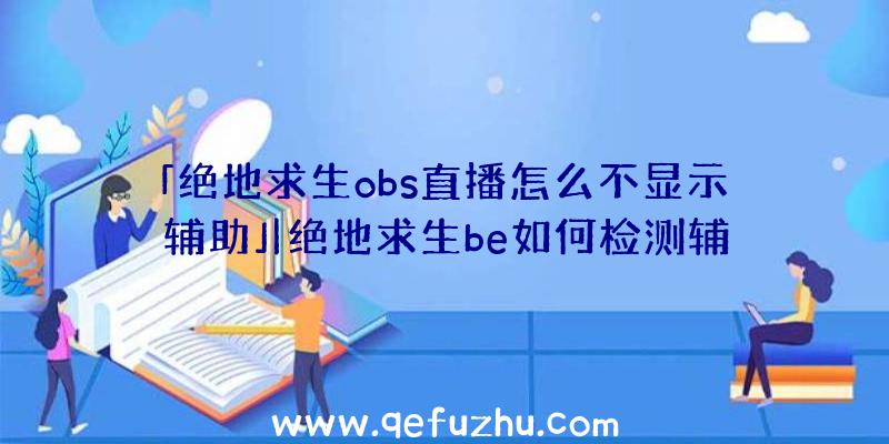 「绝地求生obs直播怎么不显示辅助」|绝地求生be如何检测辅助